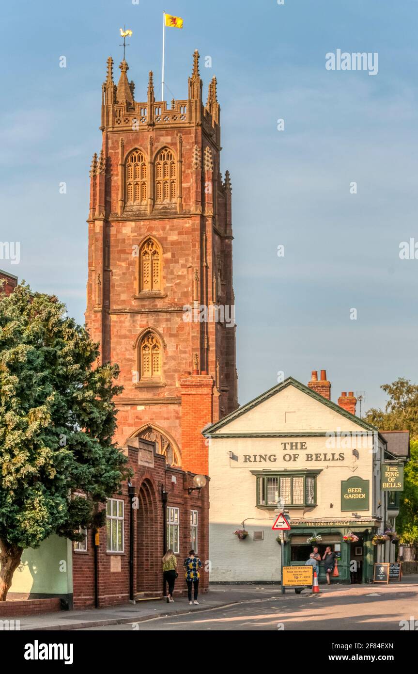 The Ring of Bells public house next to the tower of St James church in  Taunton Stock Photo - Alamy