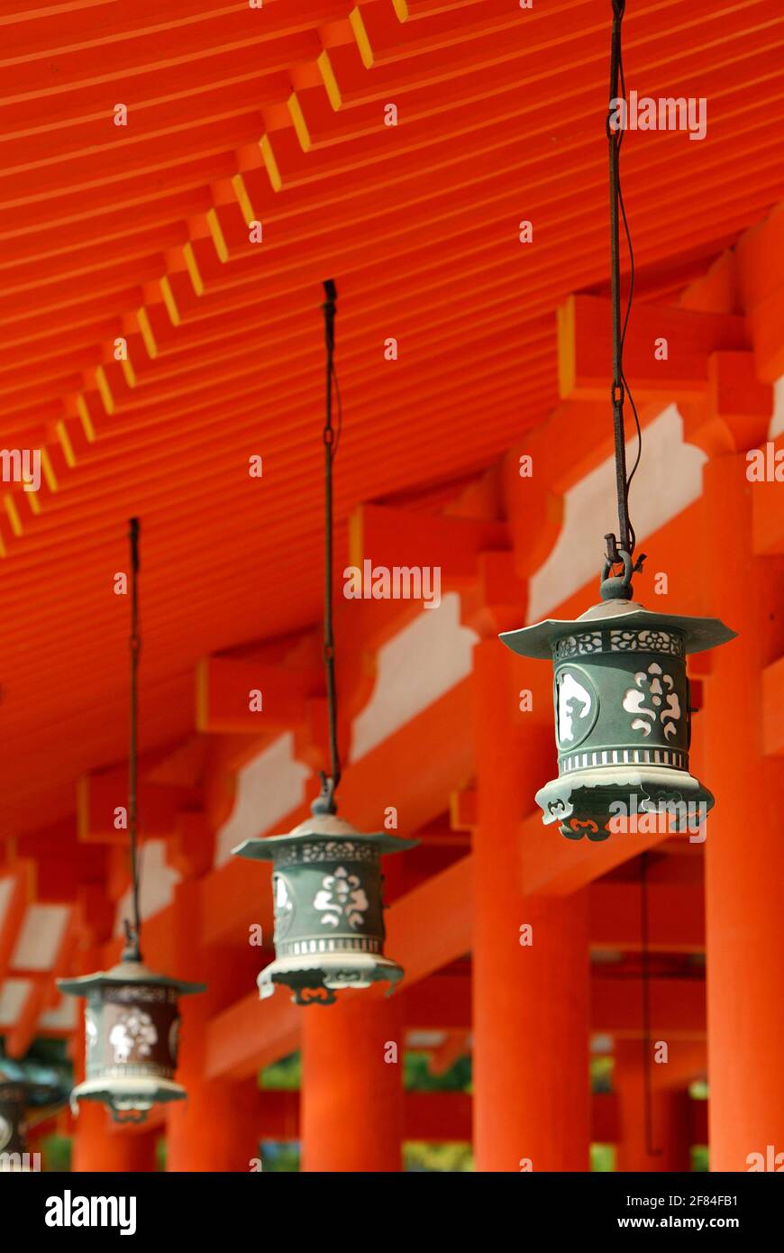 Lanterns, Shintoism, Heian Jingu Shrine, Kyoto, Japan Stock Photo