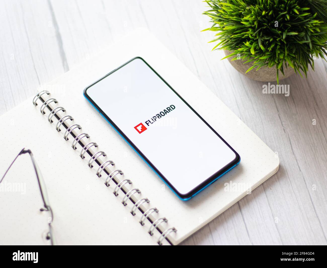 Assam, india - April 10, 2021 : Flipboard logo on phone screen stock image. Stock Photo