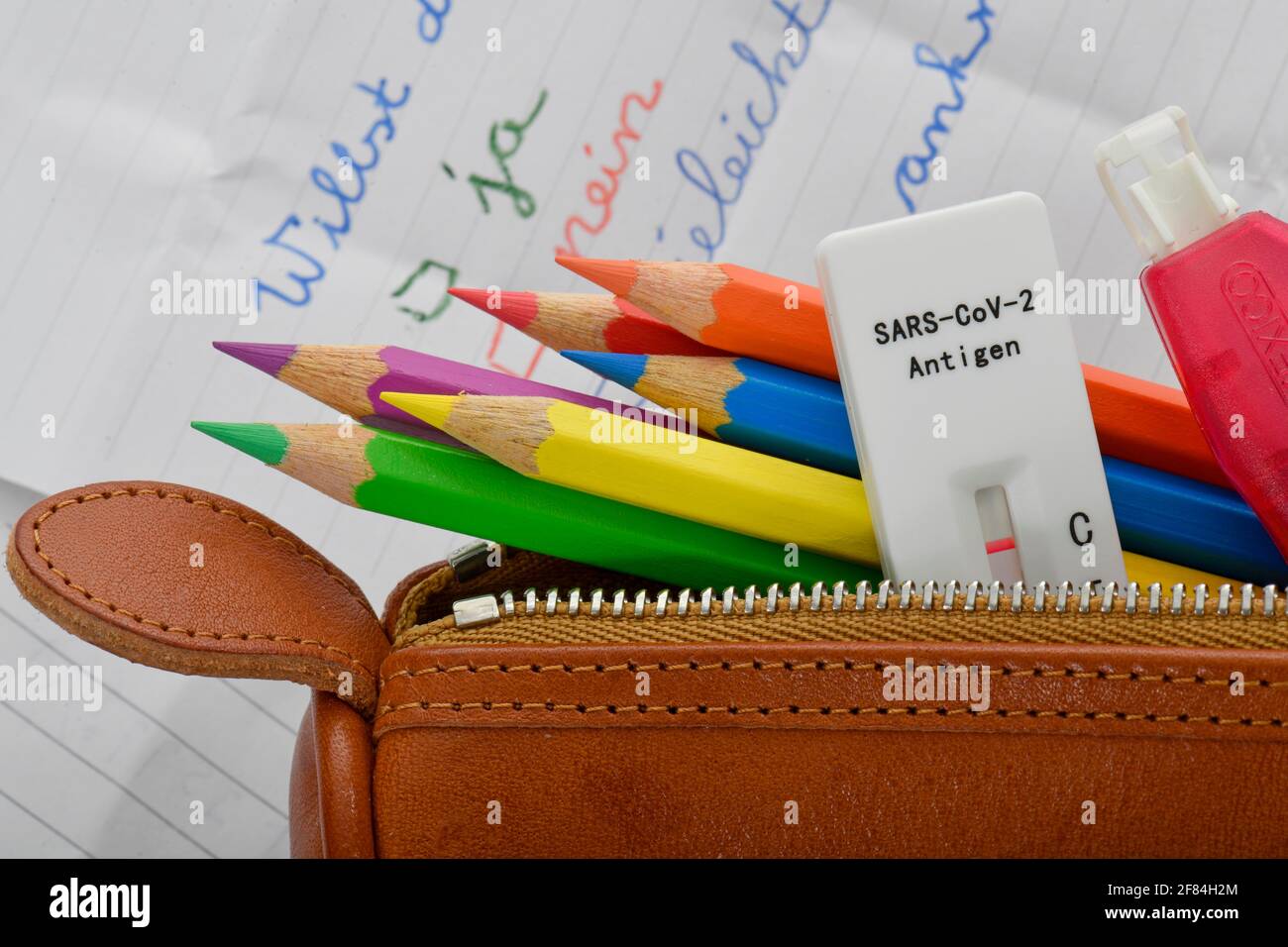 Symbolic image compulsory testing at schools, quick test cassette lies