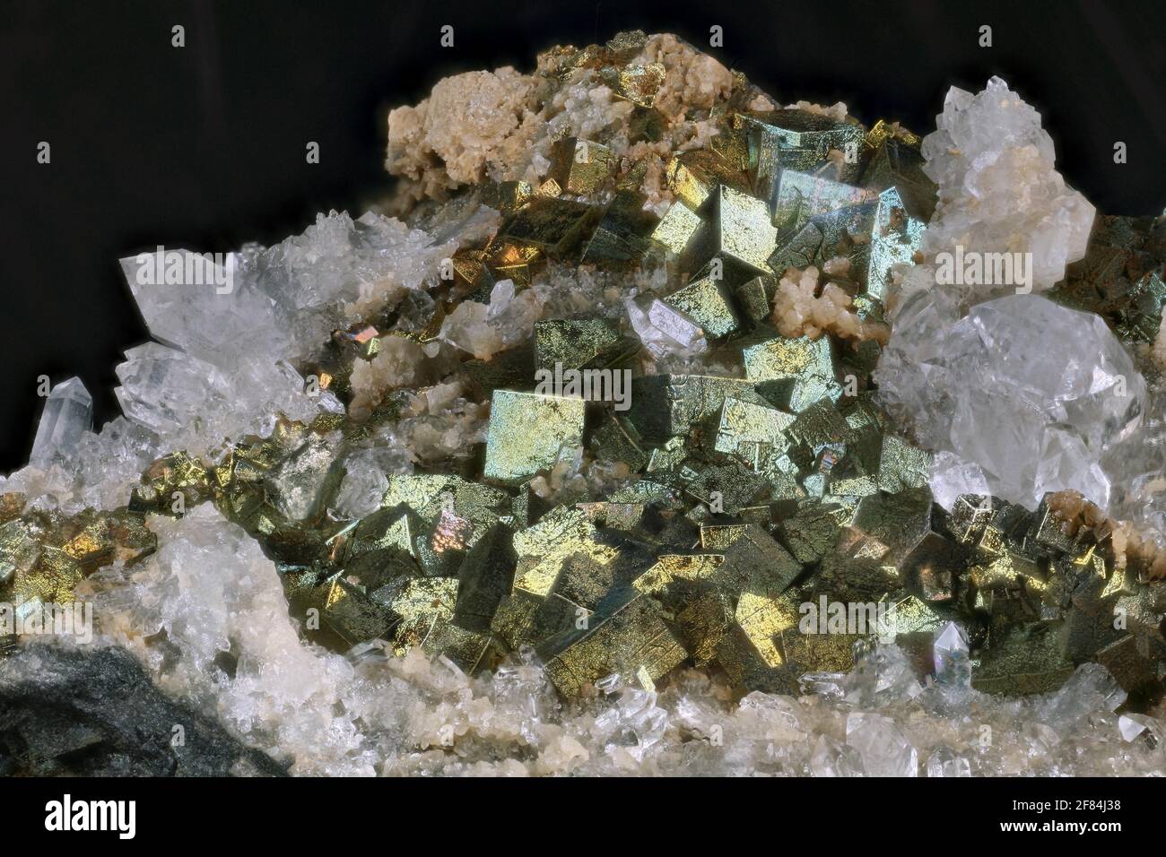 Pyrite in cubic form, location Saalfelder Feengrotten, Thuringia Stock Photo