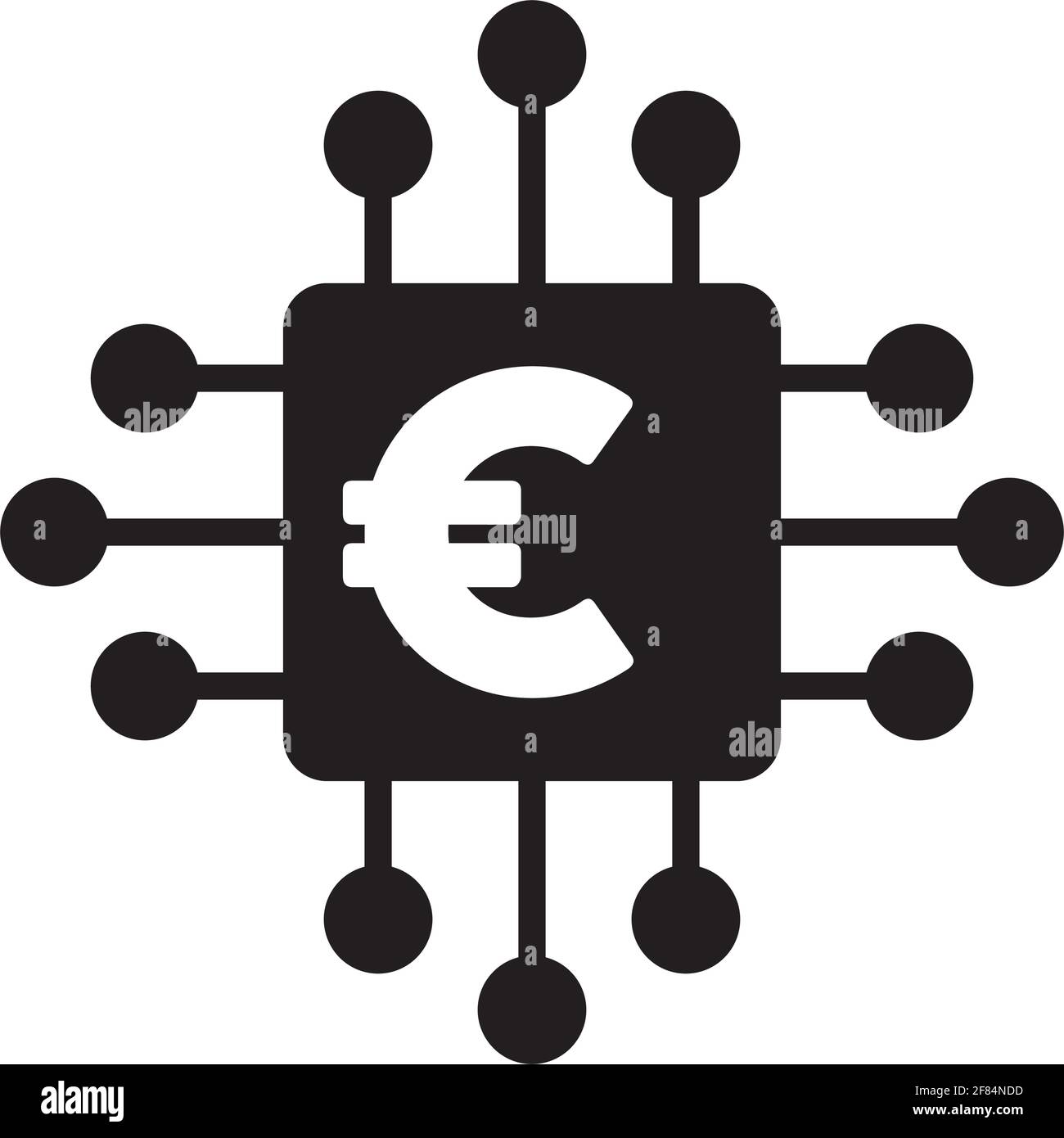 Digital euro money icon vector currency symbol for digital transactions ...