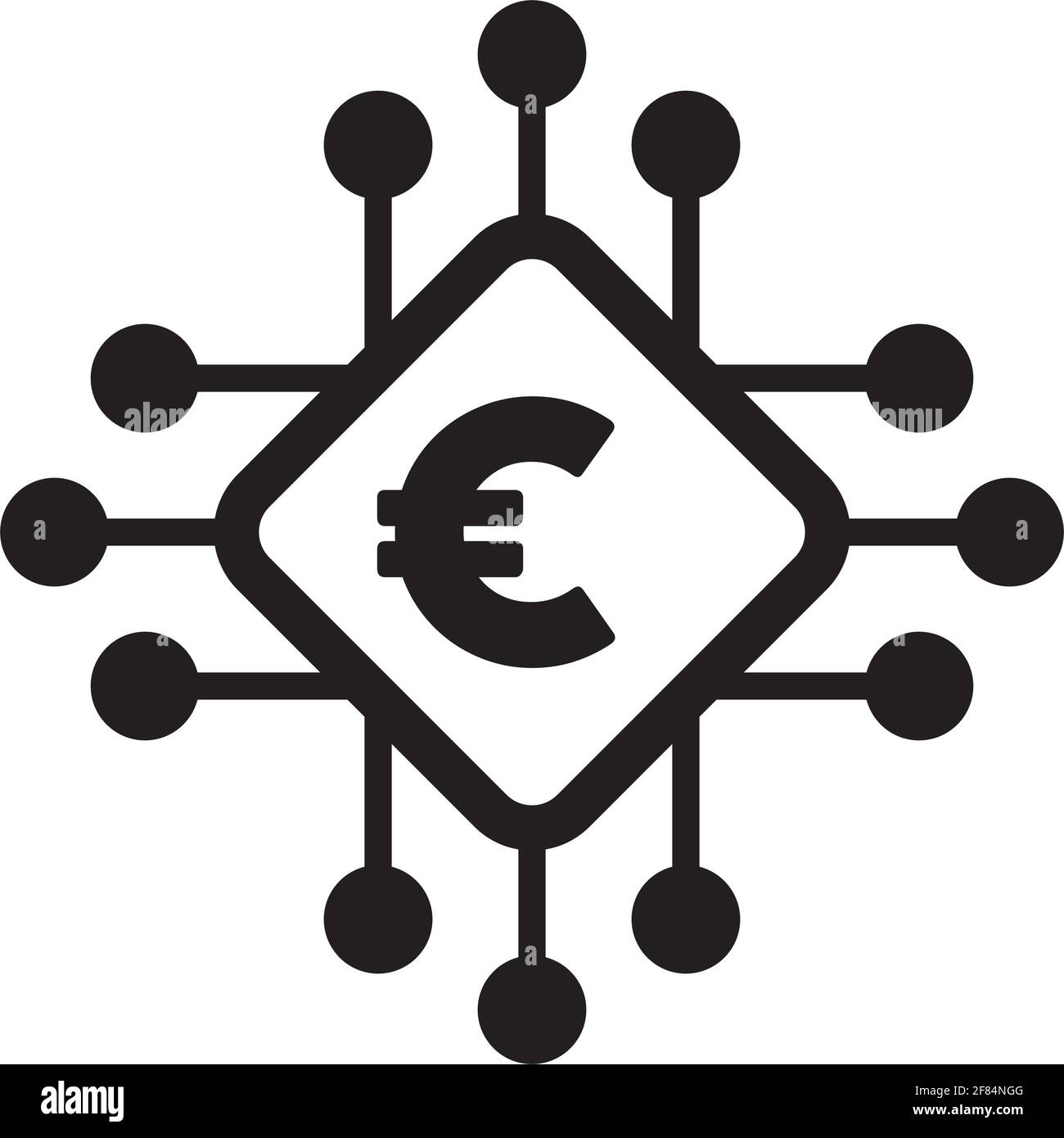 Digital euro symbol icon vector currency for digital transactions for
