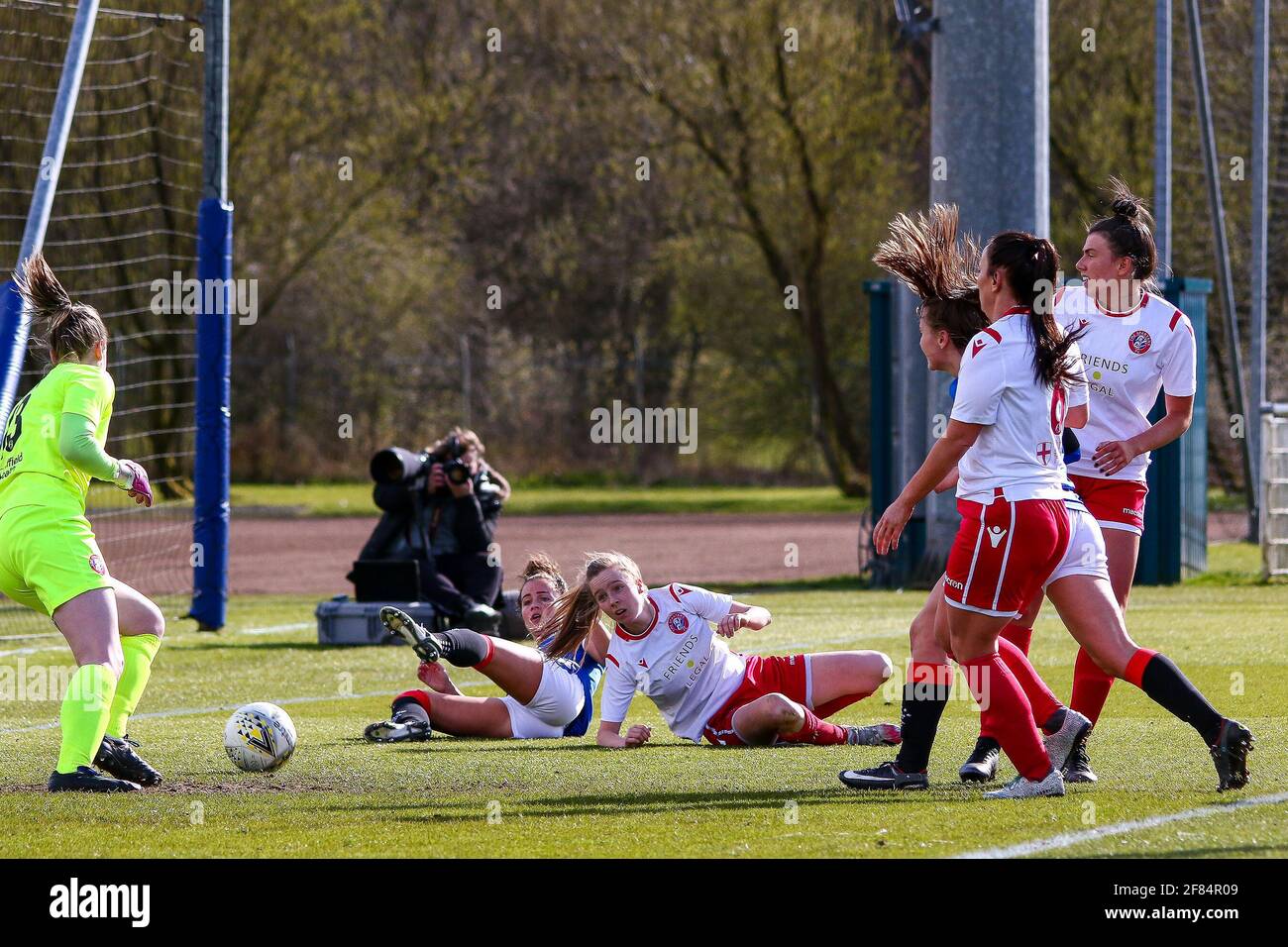 Glasgow, UK. 11th Apr, 2021. GOAL! Kirsty Howart (#21) of Rangers Women FC opens the scoring with a close range header during the Scottish Building Society SWPL1 Fixture Rangers FC vs Spartans FC at Rangers Training Centre, Glasgow, 11/04/2021 | Images courtesy of www.collargeimages.co.uk Credit: Colin Poultney/Alamy Live News Stock Photo