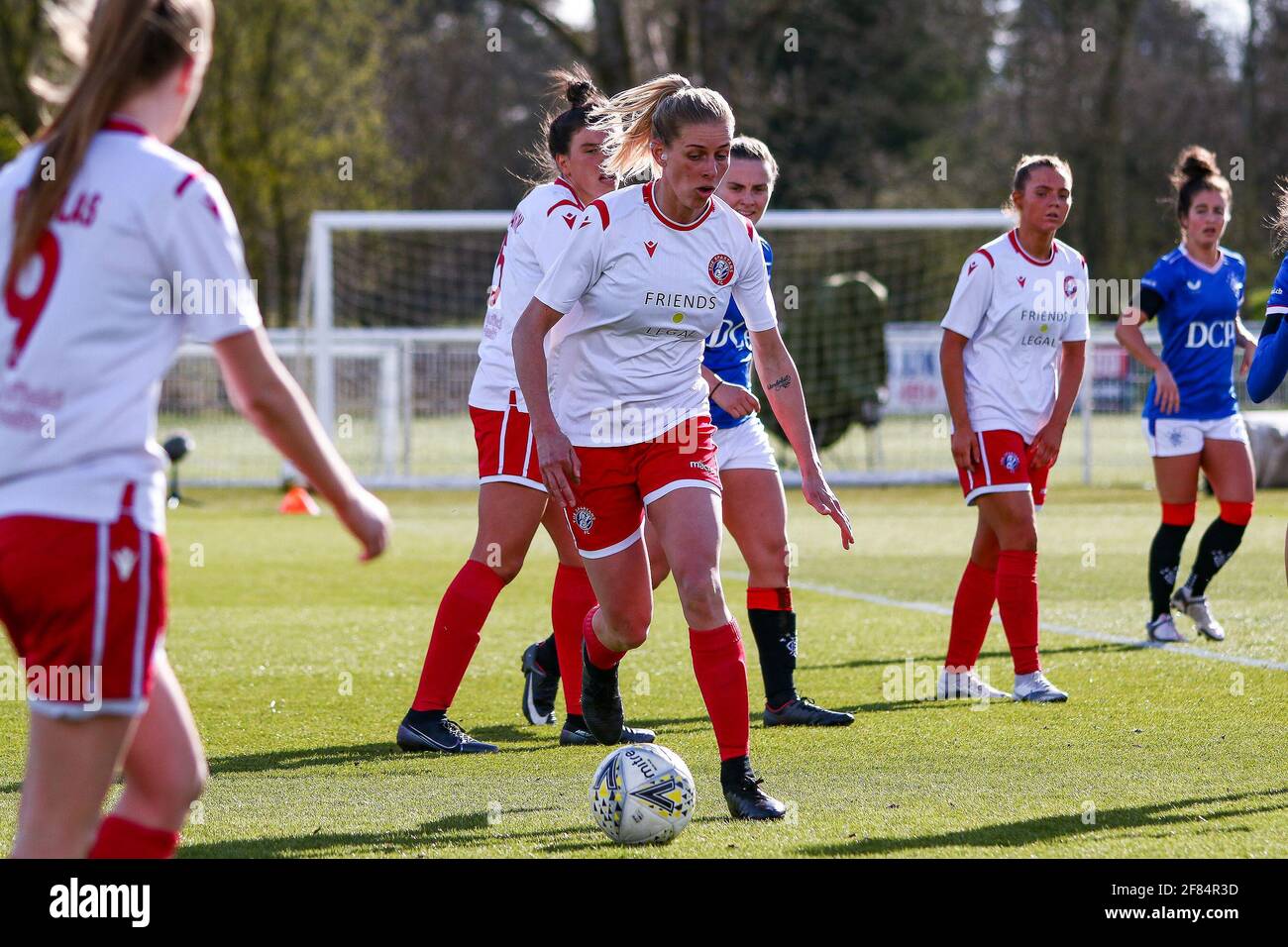Glasgow, UK. 11th Apr, 2021. Tegan Reynolds (#14) of Spartans FC Womenduring the Scottish Building Society SWPL1 Fixture Rangers FC vs Spartans FC at Rangers Training Centre, Glasgow, 11/04/2021 | Images courtesy of www.collargeimages.co.uk Credit: Colin Poultney/Alamy Live News Stock Photo