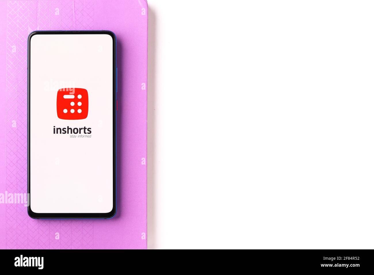 Assam, india - April 10, 2021 : Inshorts app logo on phone screen stock image. Stock Photo