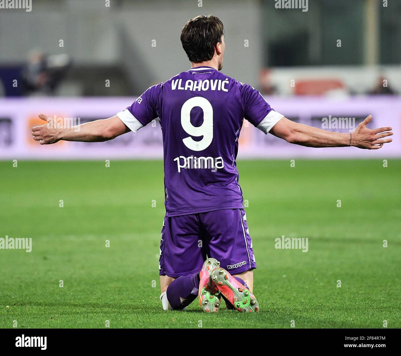 Florence, Italy. 21st Mar, 2021. Dusan Vlahovic (ACF Fiorentina) during ACF  Fiorentina vs AC Milan, Italian football Serie A match in Florence, Italy,  March 21 2021 Credit: Independent Photo Agency/Alamy Live News