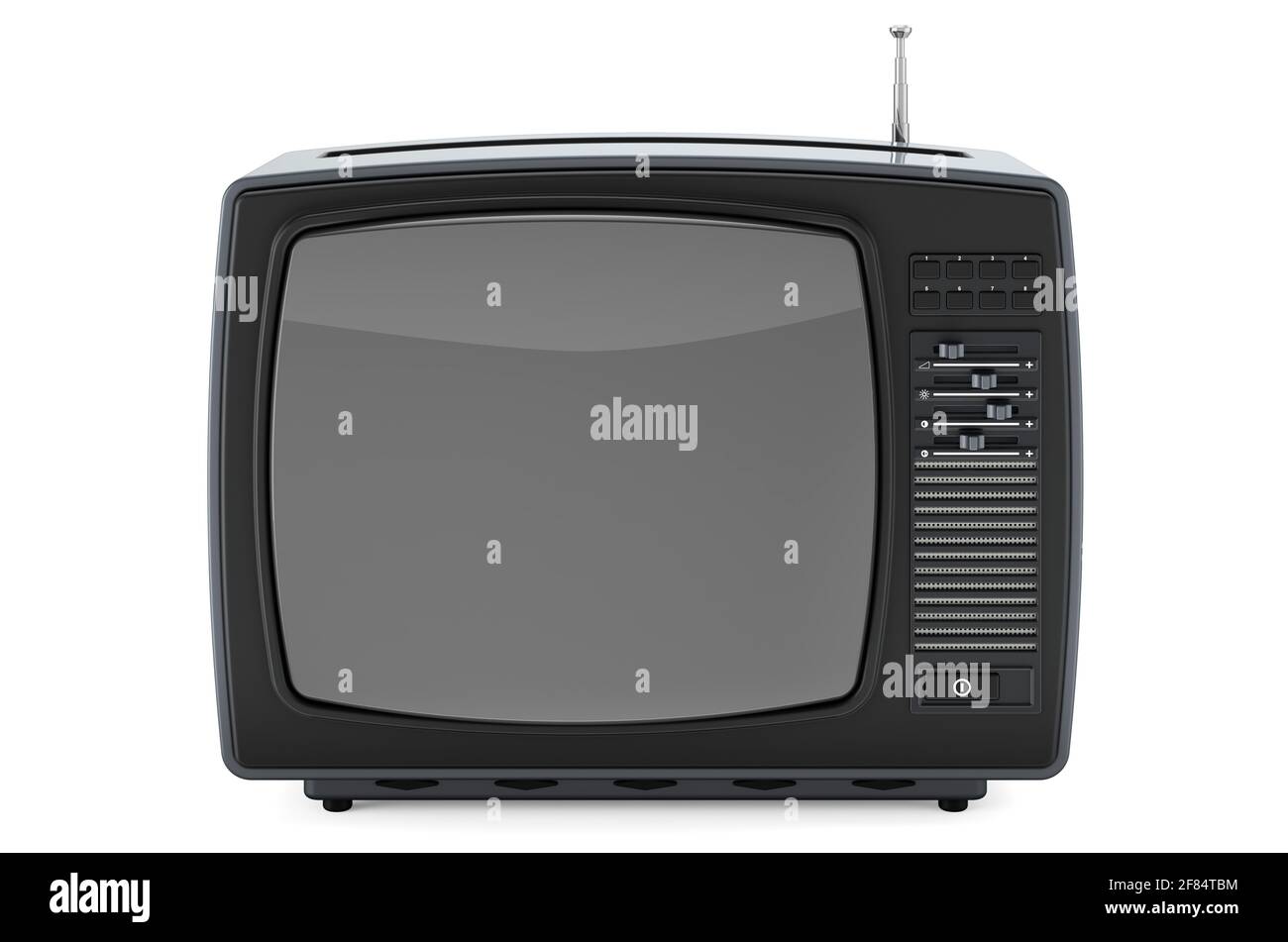Retro TV set front view, 3D rendering isolated on white background ...