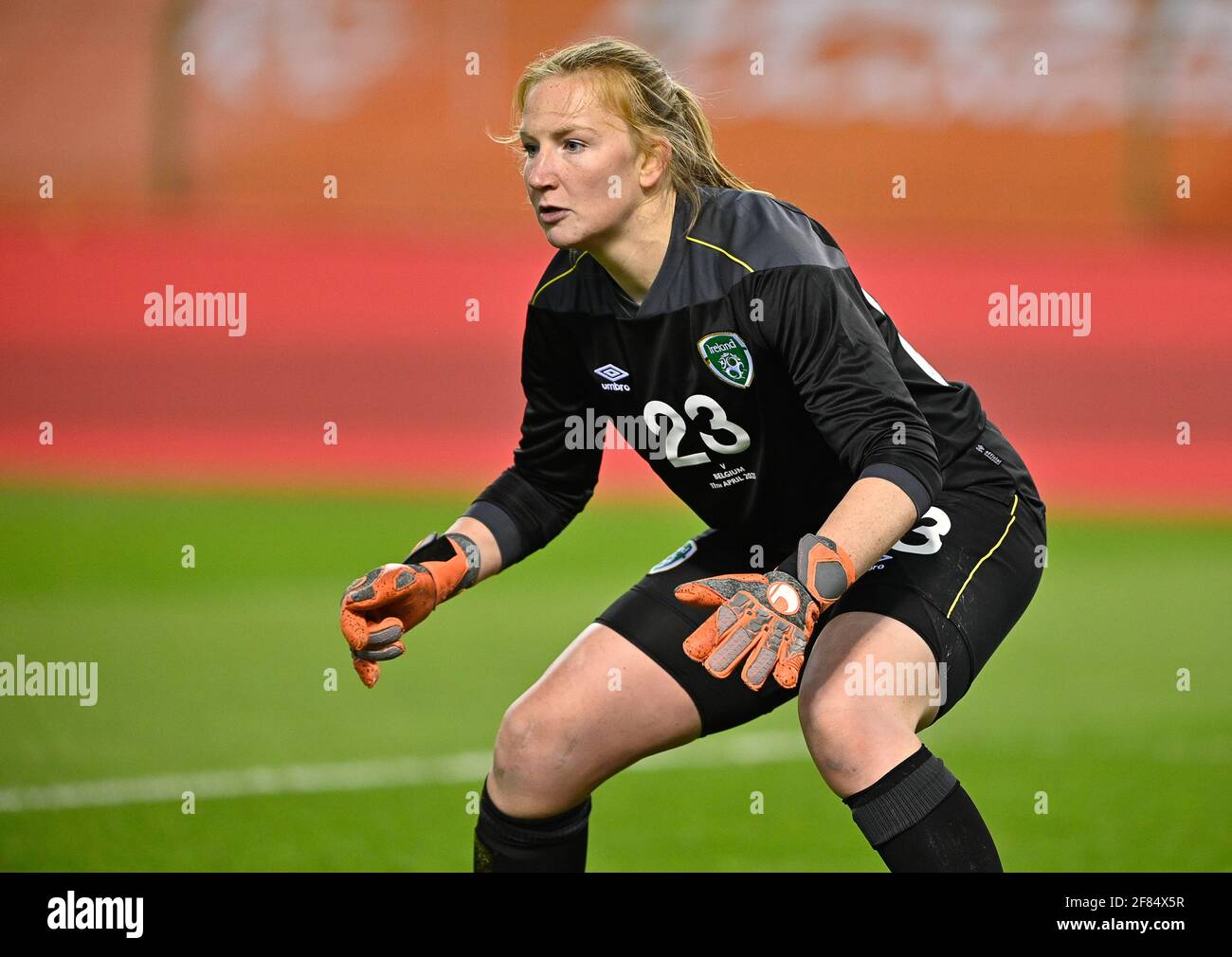 Irish Goalkeeper Courtney Brosnan Pictured In Action During A Friendly Women S Soccer Game Between Belgium S National Team The Red Flames And The Repu Stock Photo Alamy