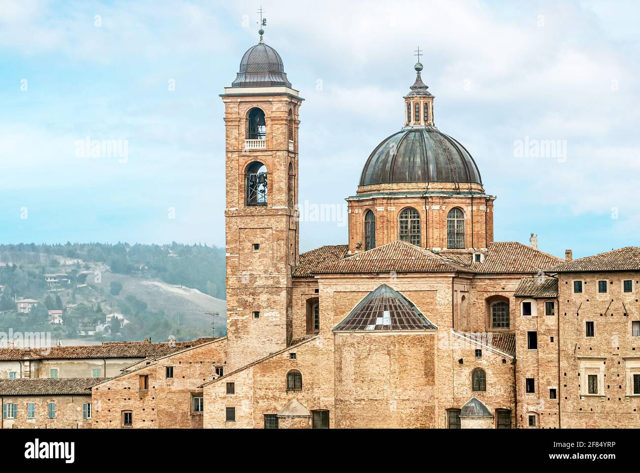 Duomo of Urbino (cathedral), Marche, Italy, founded in 1021 over a 6th century religious edifice. Stock Photo