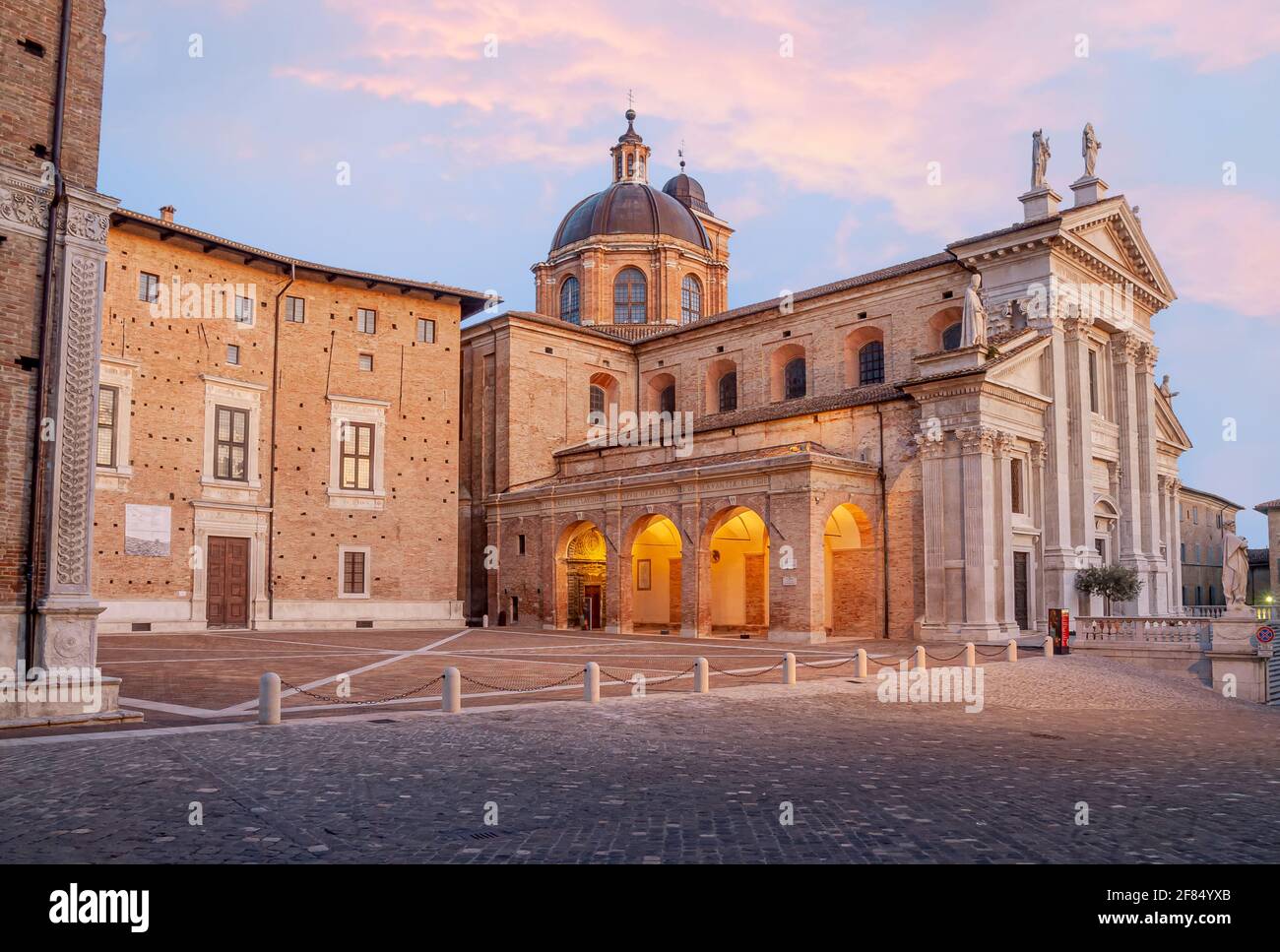 Duomo of Urbino (cathedral), Marche, Italy, founded in 1021 over a 6th century religious edifice Stock Photo