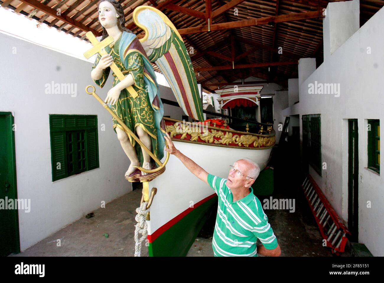 salvador, bahia / brazil - december 30, 2016: Galeota Gratitude of the People, vessel used in maritime procession by the Bay of All Saints since 1892. Stock Photo