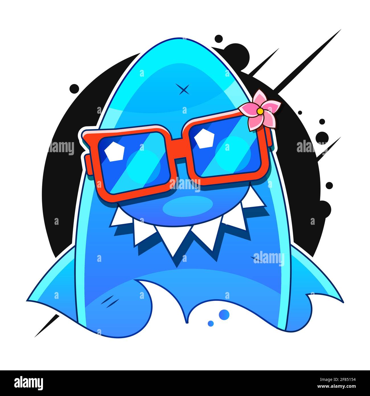 Shark with open mouth. Shark isolation on a white background. Flat vector Stock Vector