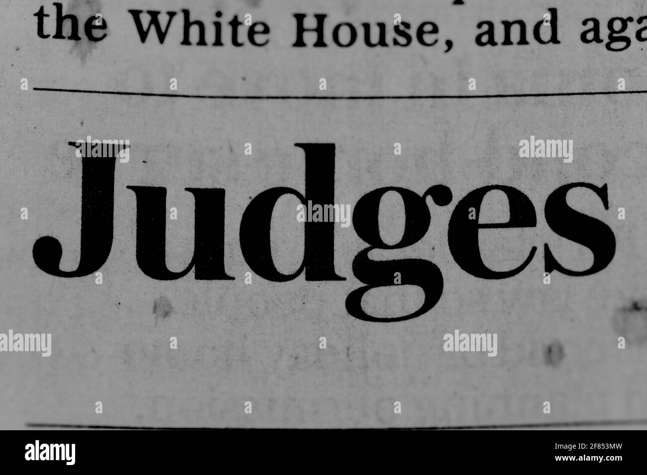 Close-up of the word ' Judges ' in print media context Stock Photo