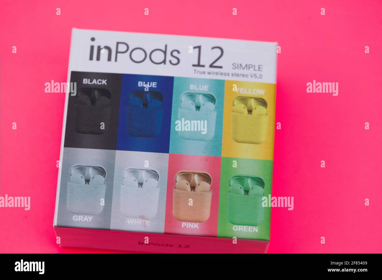 Close-up of wearable ear tech inpod 12 wireless (headphones Stock Photo -  Alamy