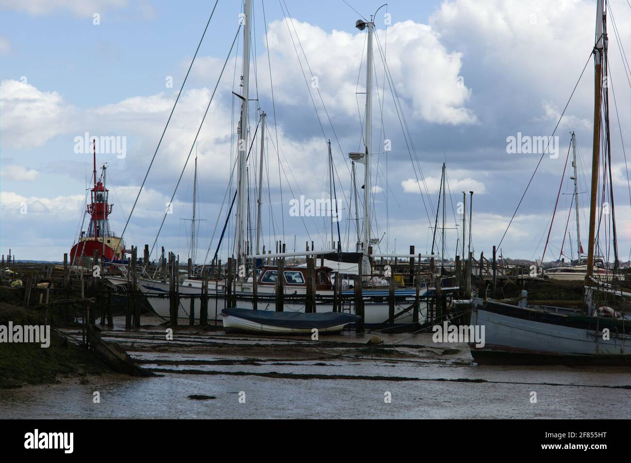 Essex Coastal Villages View of Tollesbury Marina and riverside Stock