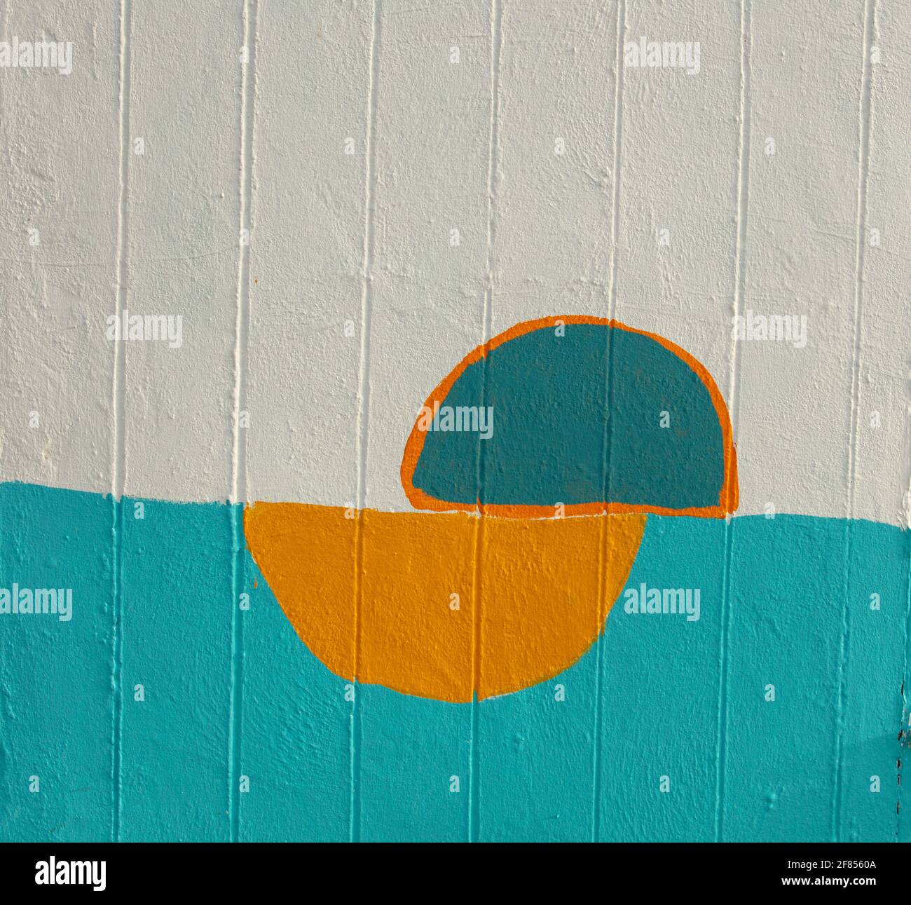 Drawing of two half circles. Stock Photo