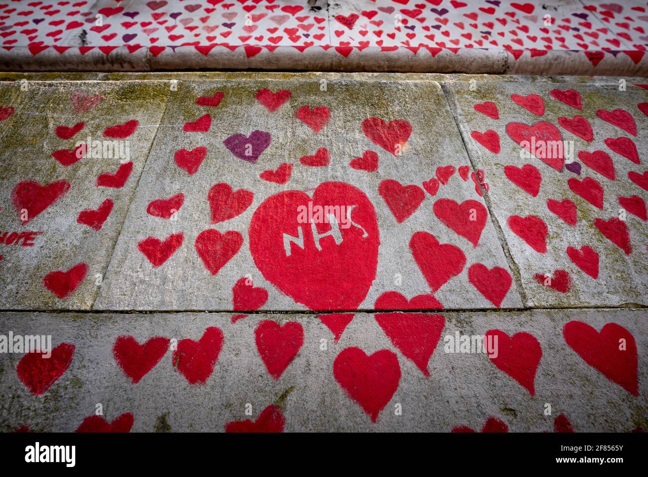 Coronavirus: National Covid Memorial Wall of Hearts, Westminster, London, UK. Stock Photo