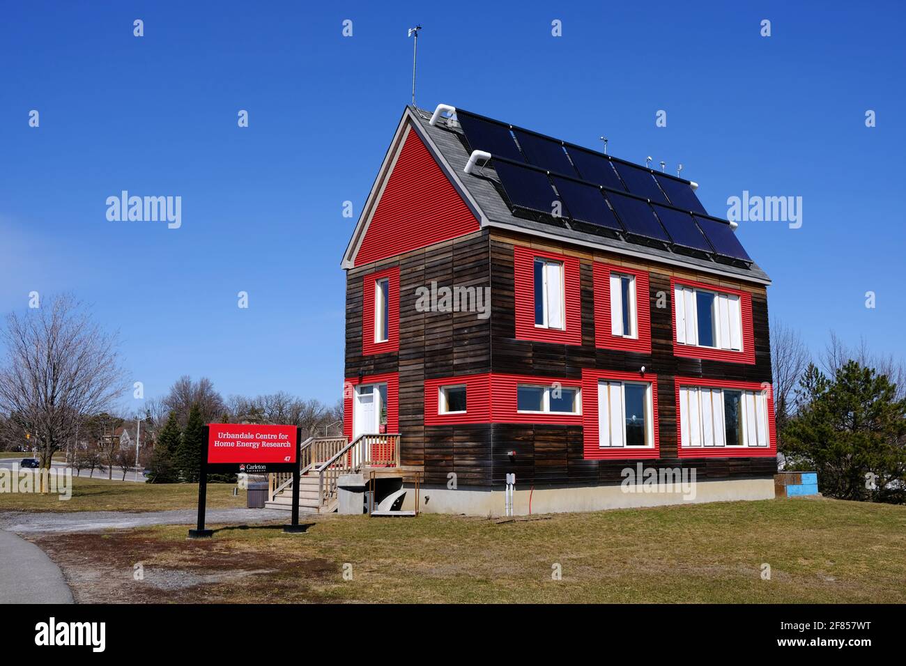 The Carleton (University) Research and Innovation in Sustainable Energy (C-RISE) house on the corner of Bronson Avenue and University Drive. Ottawa. Stock Photo