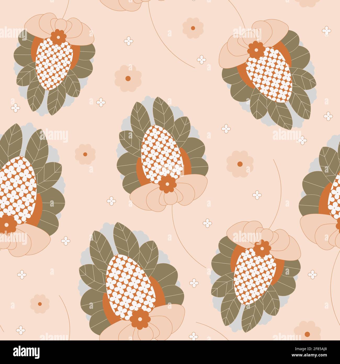 Seamless handwork floral pattern. Vector illustration. Seamless abstract background with abstract flowers Stock Vector