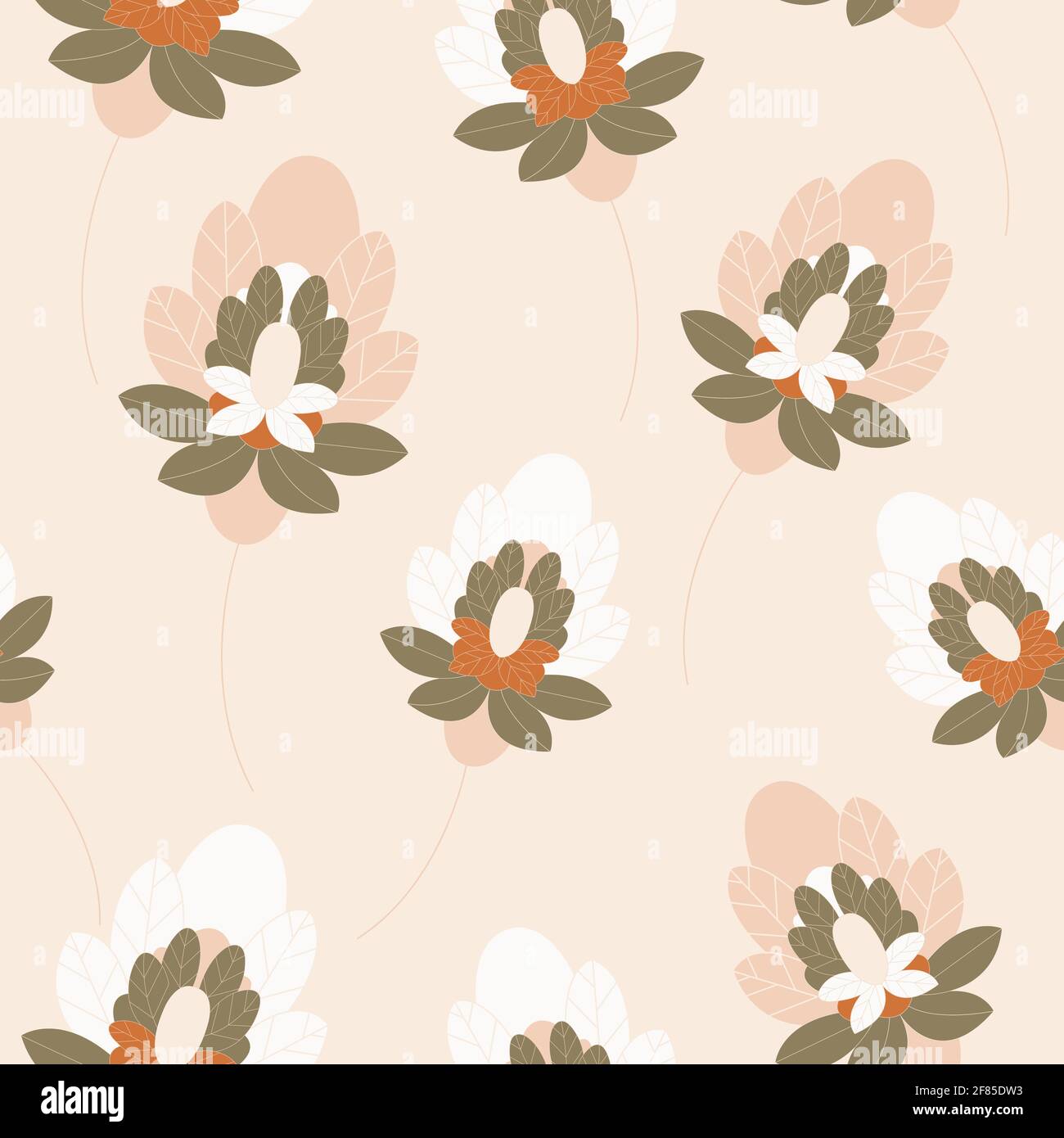 Seamless handwork floral pattern. Vector illustration. Seamless abstract background with abstract flowers Stock Vector