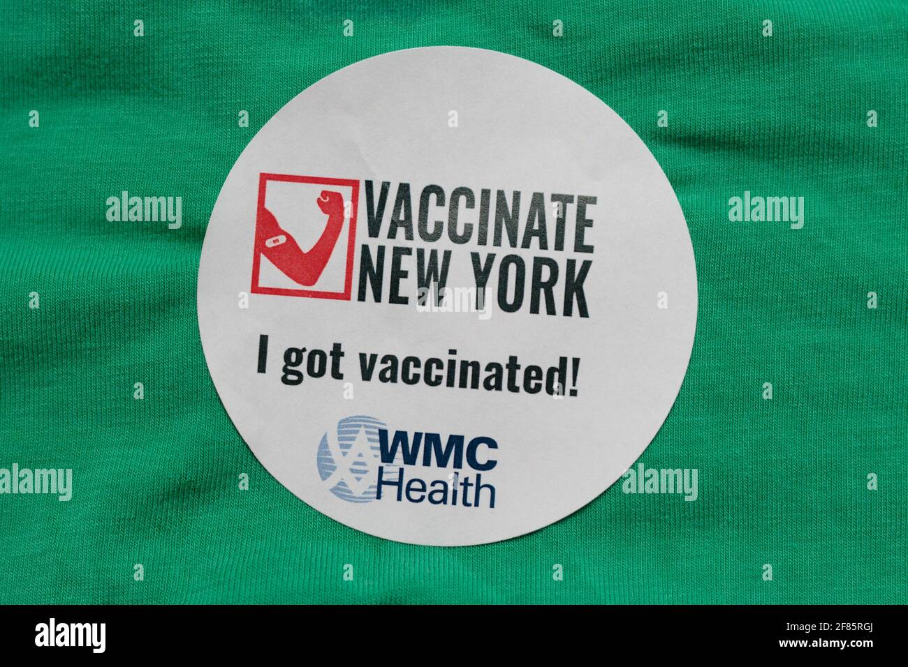 I got vaccinated sticker given out to people after receiving a covid-19 vaccination shot in New York, this one from the Westchester Medical Center in Stock Photo