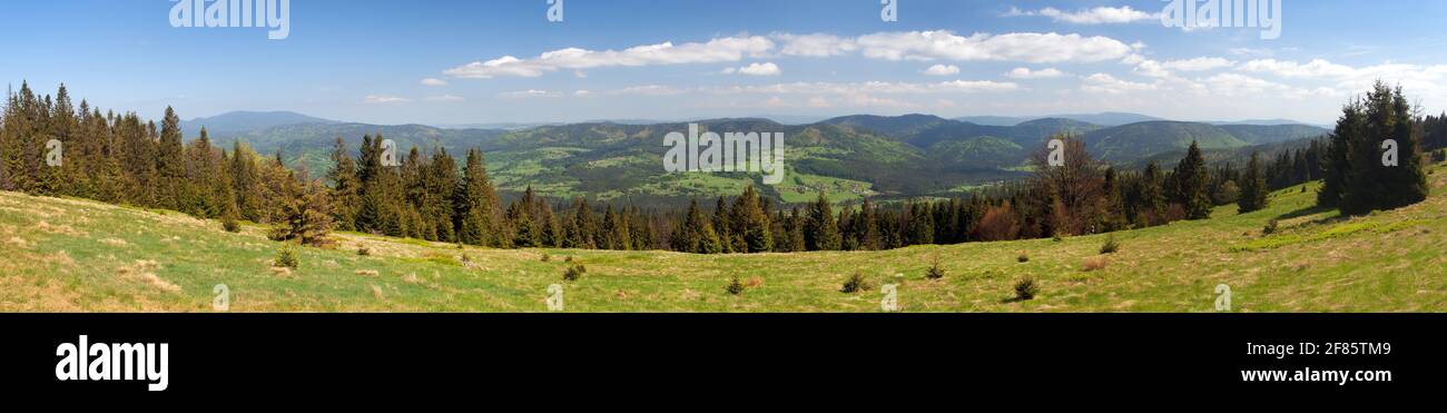 View from Beskid mountains - Poland and Slovakia border, Carpathian mountains Stock Photo