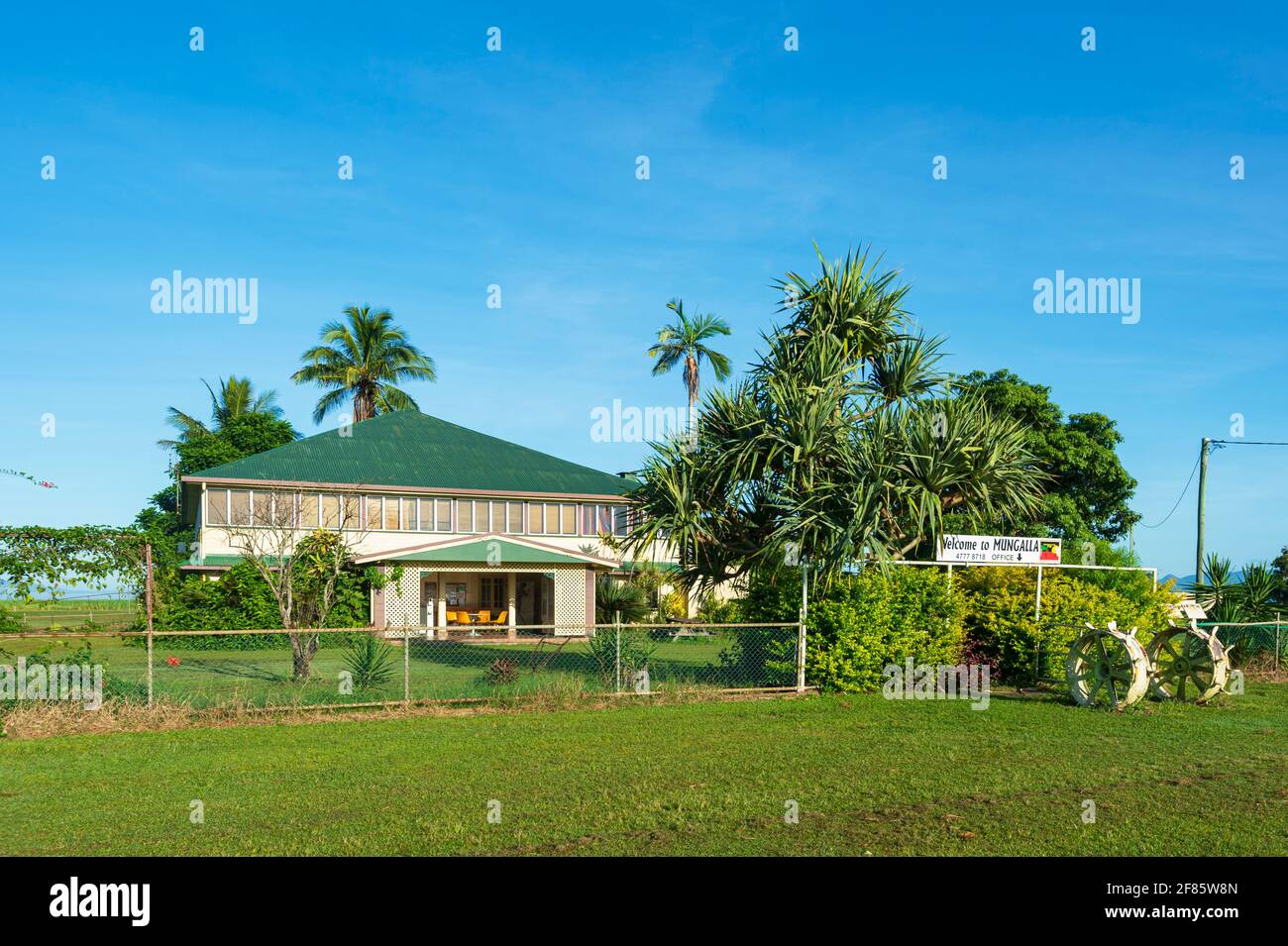 View of the old historical Mungalla homestead, previously a stud breeding racehorses, near Ingham, Queensland, QLD, Australia Stock Photo