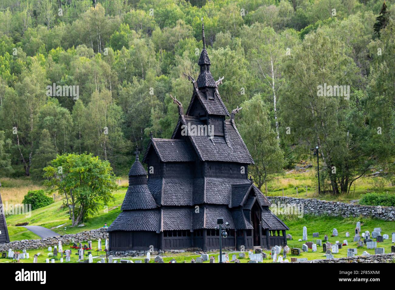 Borgund stave church in Norway, medieval wooden Christian Church Stock Photo