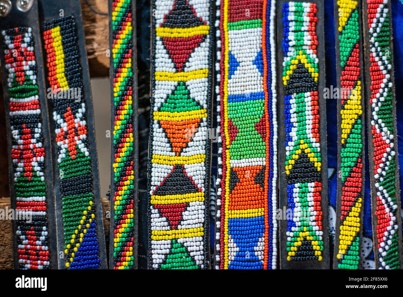 beaded braclets made my Maasai women Stock Photo