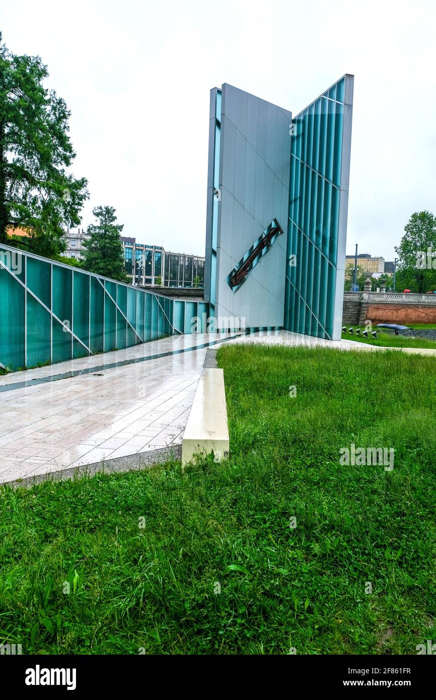 The memorial in Padua Italy to victims of terrorist attacks in September 11 2001 in New York. Stock Photo