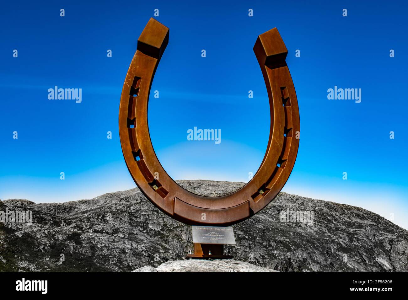 Huge horseshoe on the top of mount Hoven in Norway close to Loen