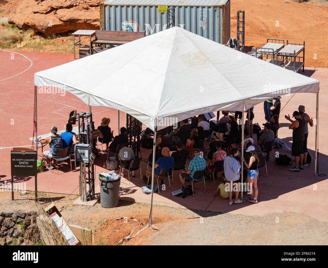 Utah, APR 10, 2021 Many people were in the reharsal stage under a tent Stock Photo Alamy