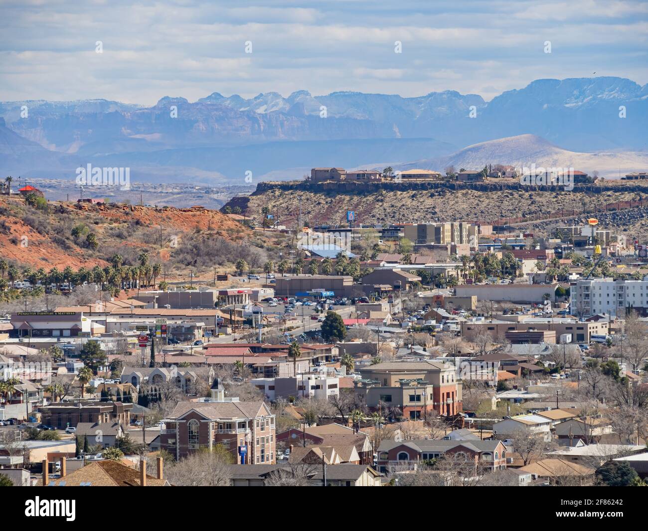 Utah, MAR 15, 2021 - Aerial view of the cityscape of St George Stock ...