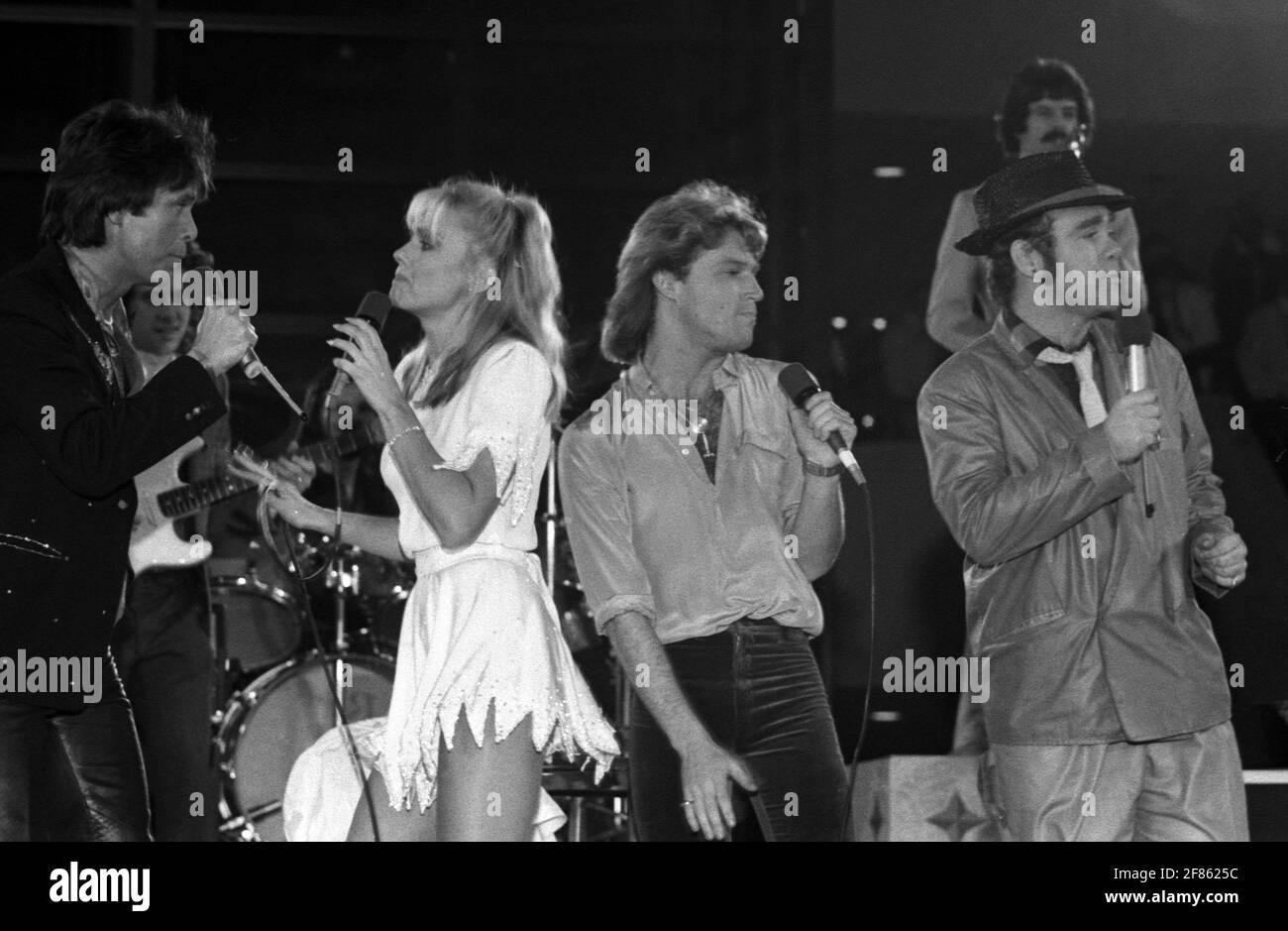 Cliff Richard, Olivia Newton-John, Andy Gibb and Elton John March 19, 1980 Credit: Ralph Dominguez/MediaPunch Stock Photo