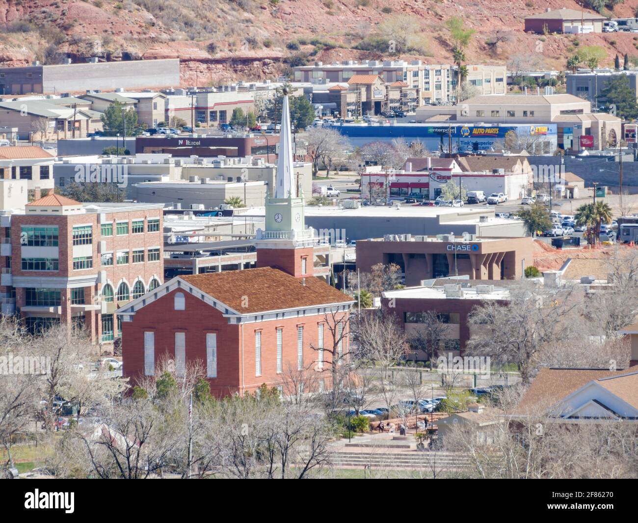 Utah, MAR 15, 2021 - Aerial view of the cityscape of St George Stock ...