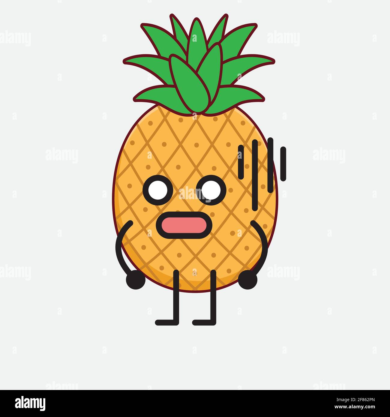 Vector Illustration of Pineapple Fruit Character with cute face, simple ...