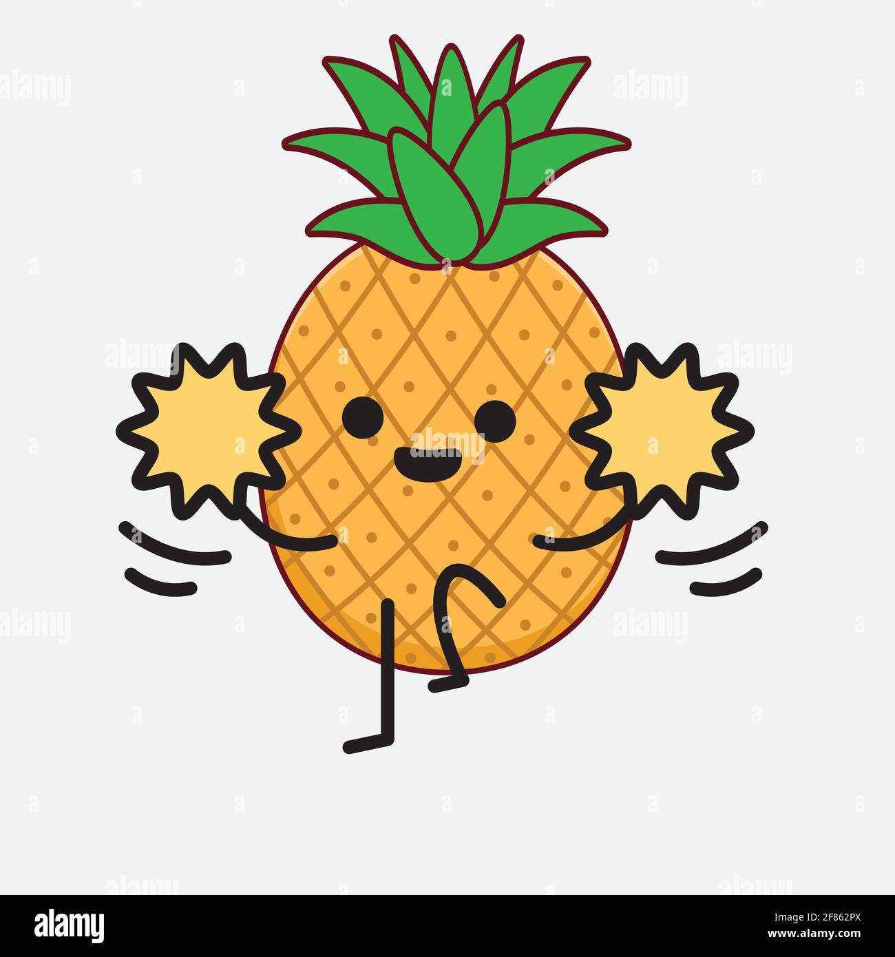 Vector Illustration of Pineapple Fruit Character with cute face, simple ...