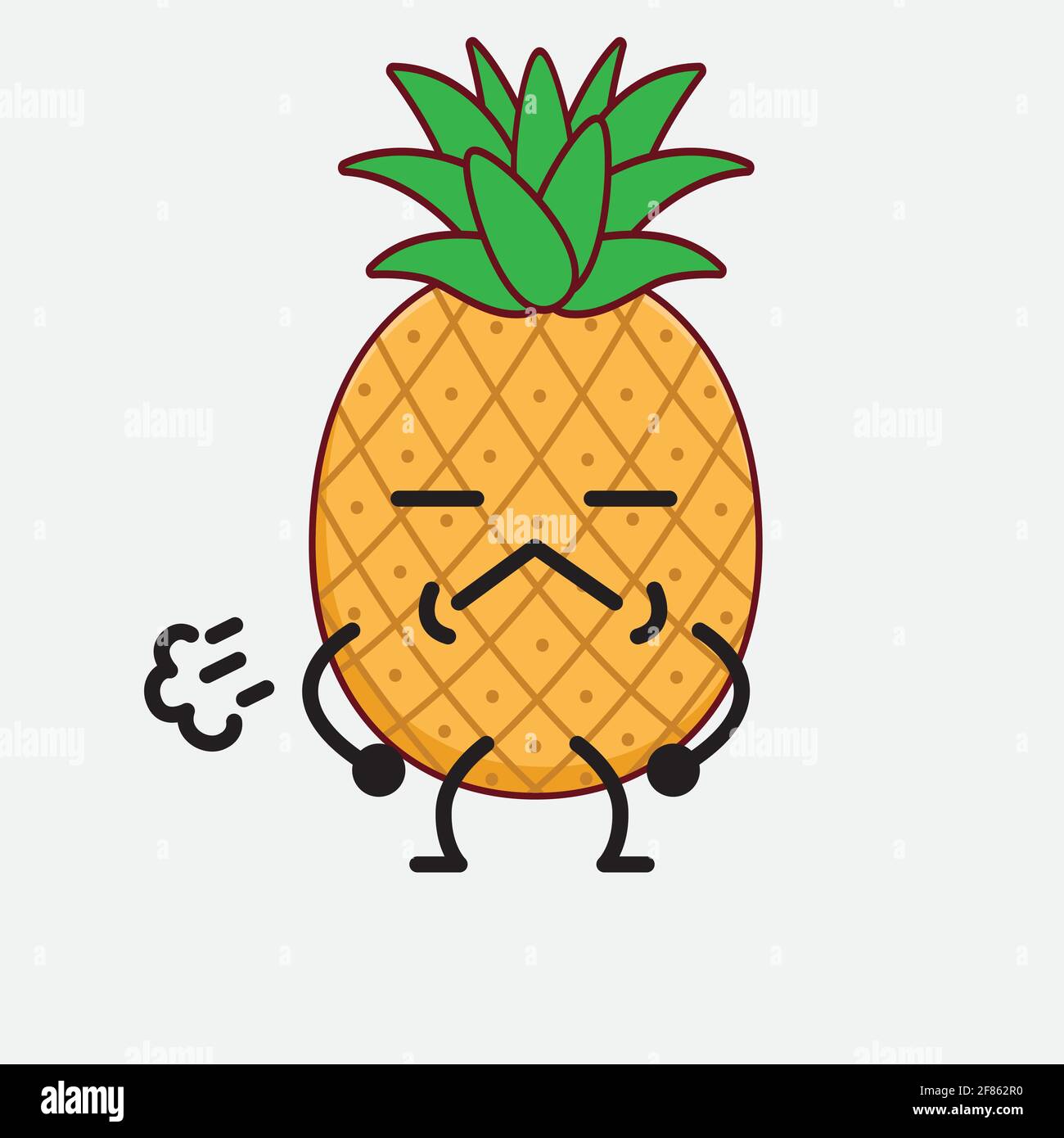 Vector Illustration of Pineapple Fruit Character with cute face, simple ...