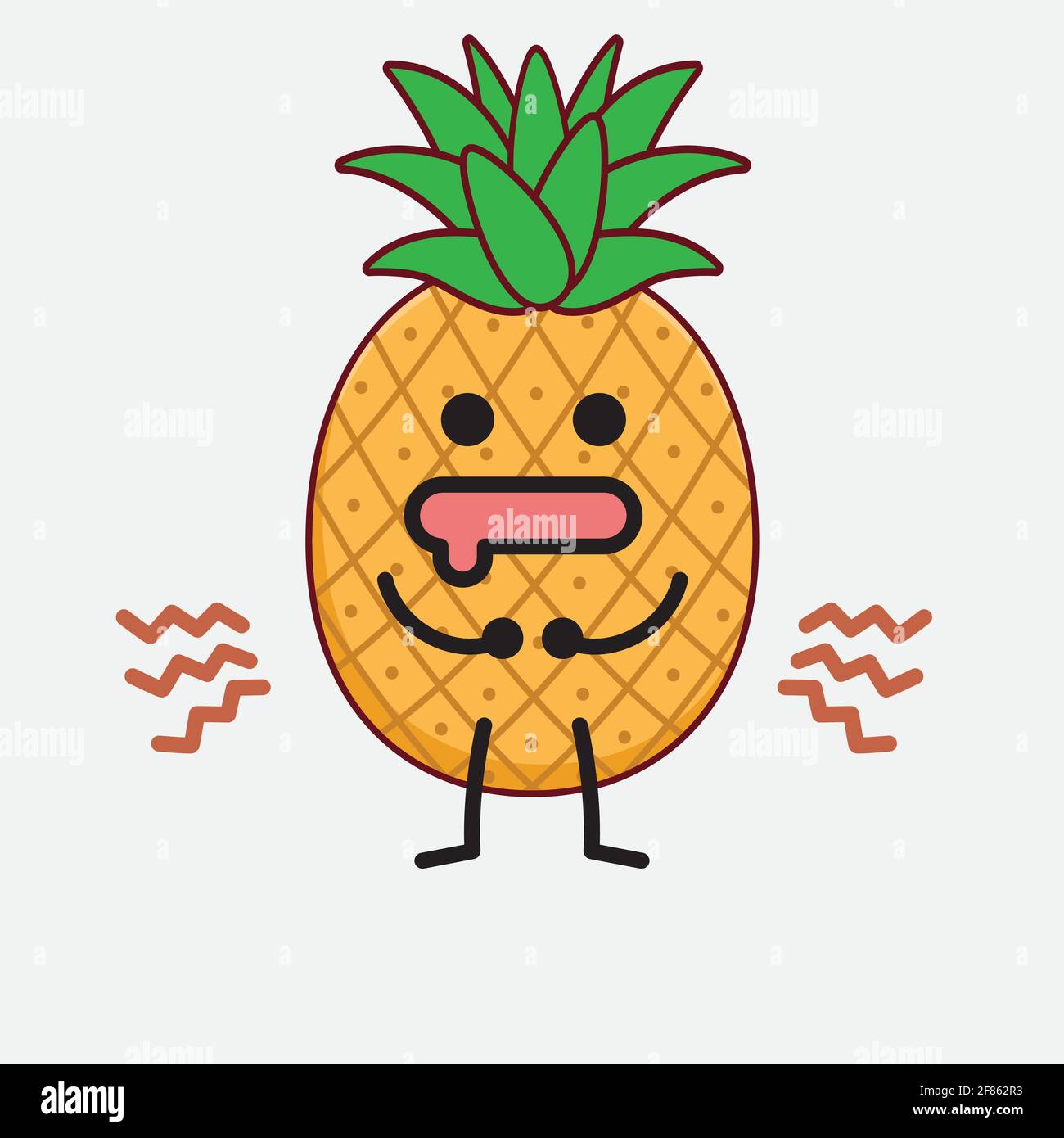 Vector Illustration of Pineapple Fruit Character with cute face, simple ...