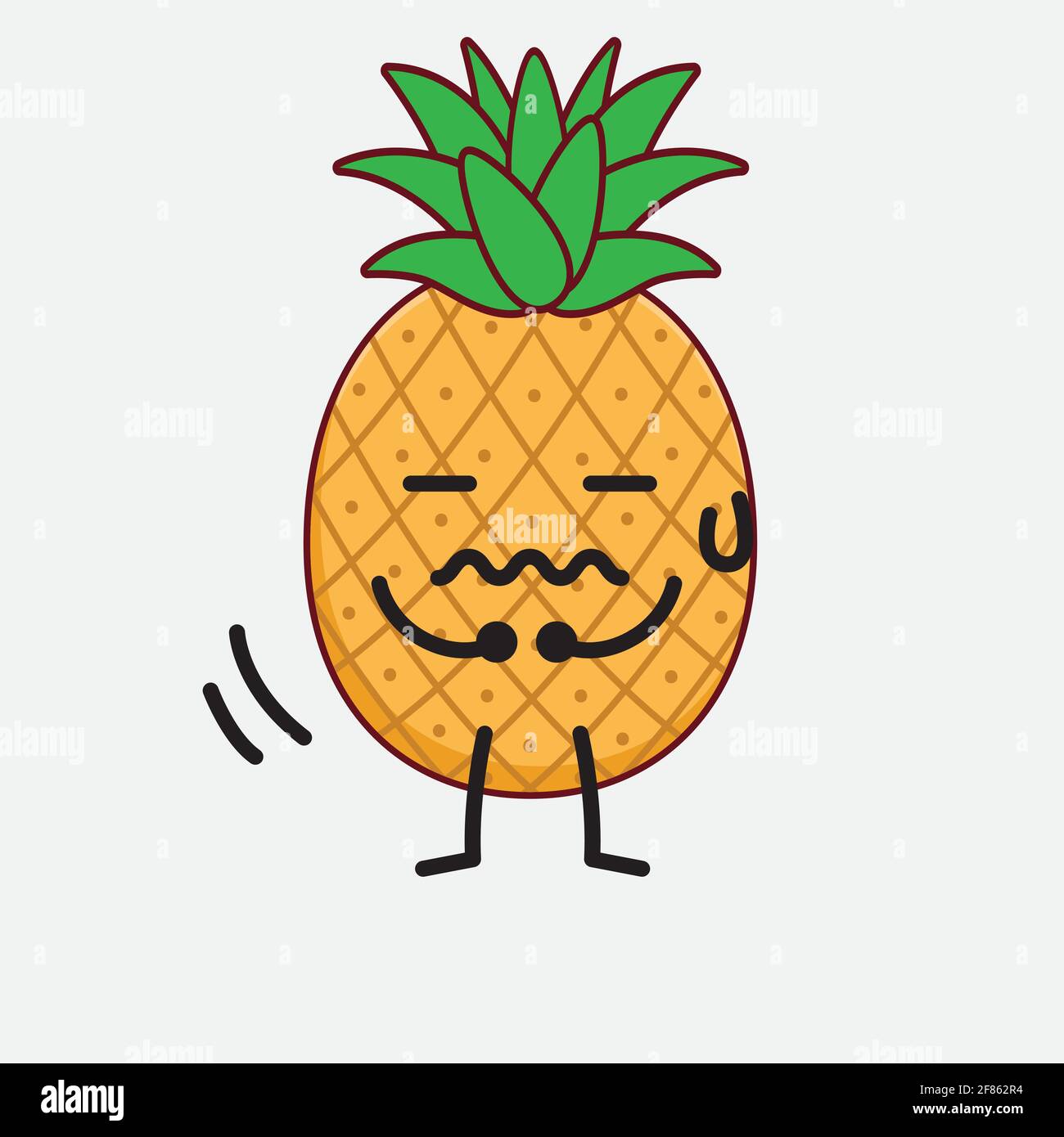 Vector Illustration of Pineapple Fruit Character with cute face, simple ...