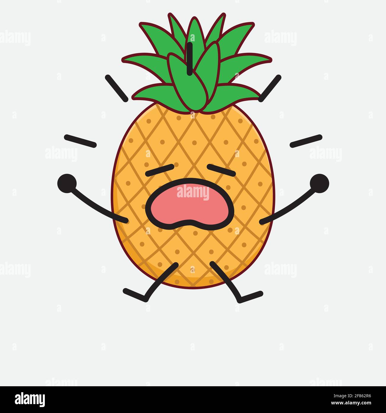 Vector Illustration of Pineapple Fruit Character with cute face, simple ...