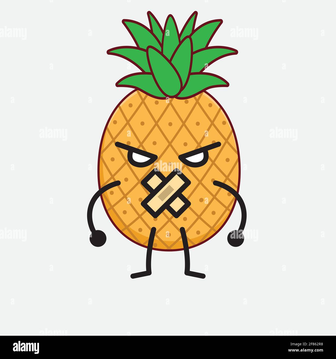 Vector Illustration of Pineapple Fruit Character with cute face, simple ...