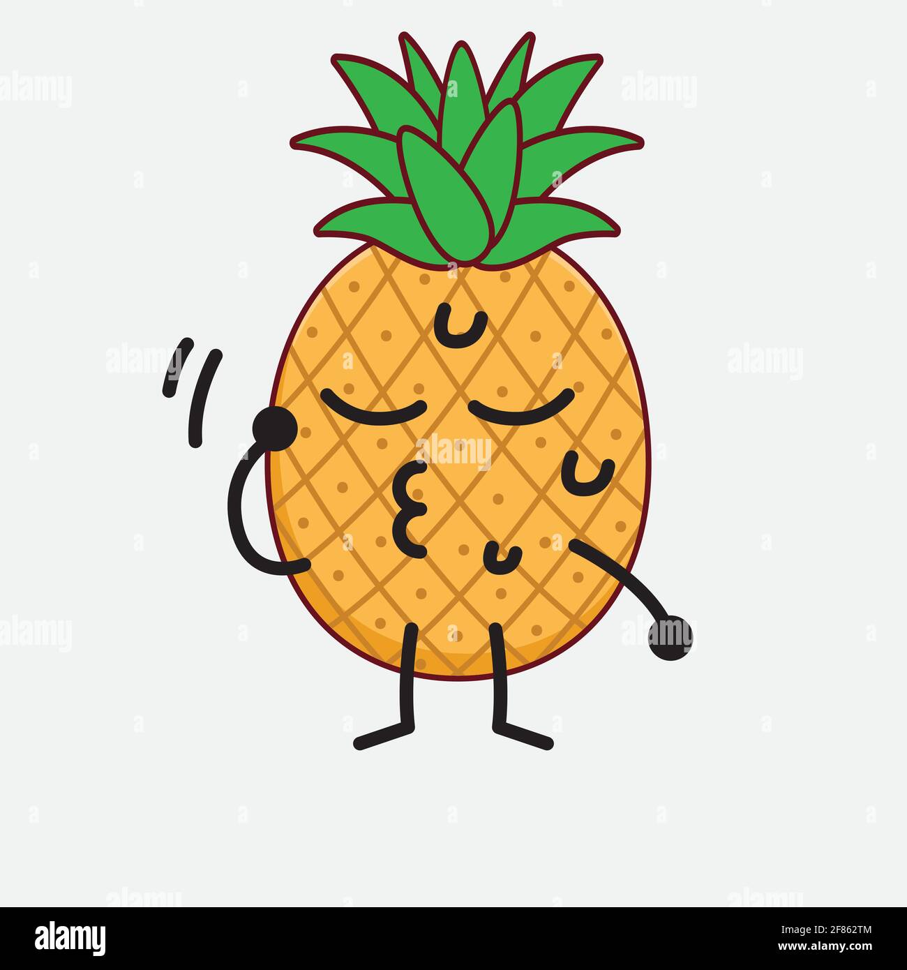 Vector Illustration of Pineapple Fruit Character with cute face, simple ...