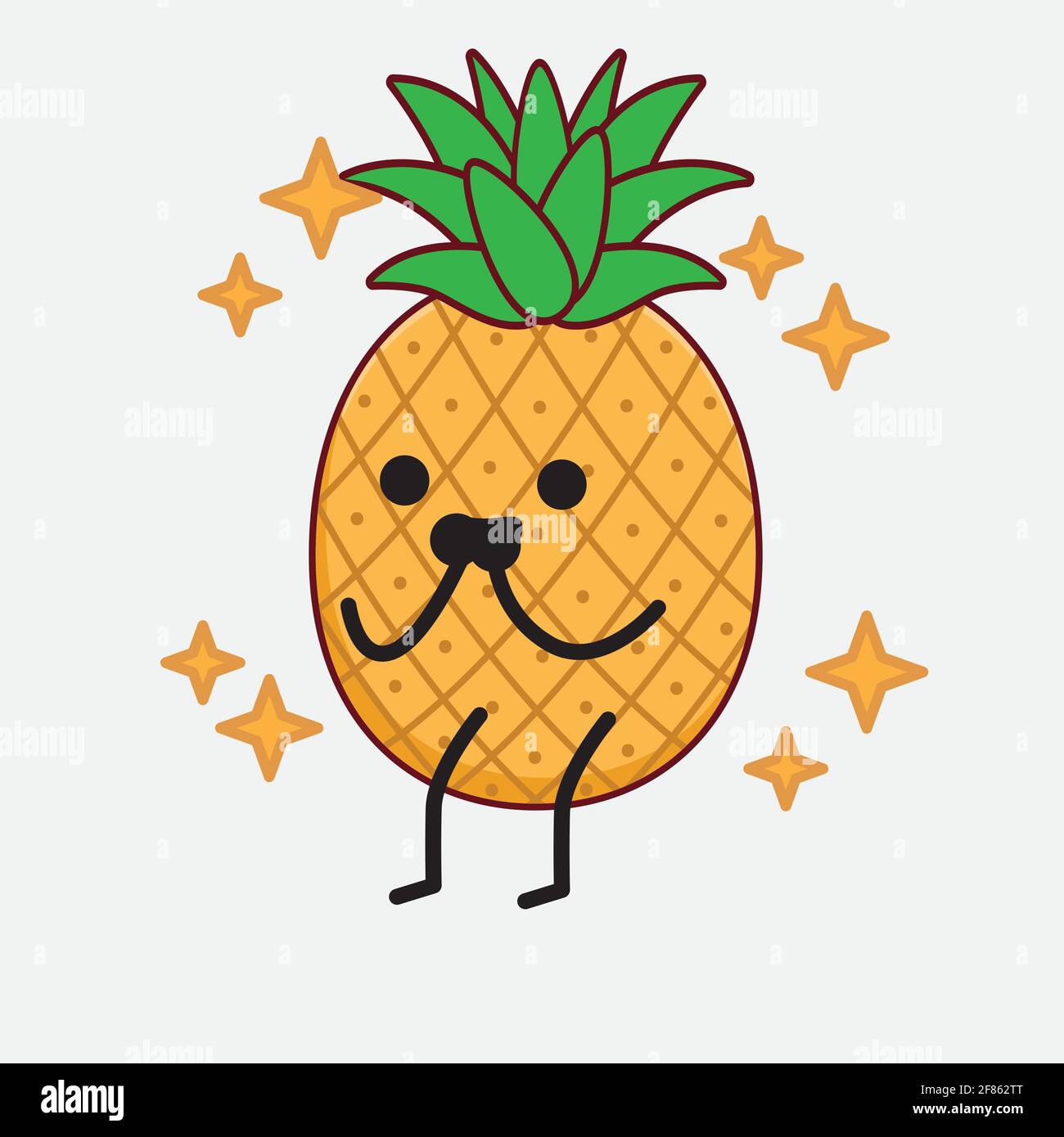Vector Illustration of Pineapple Fruit Character with cute face, simple ...