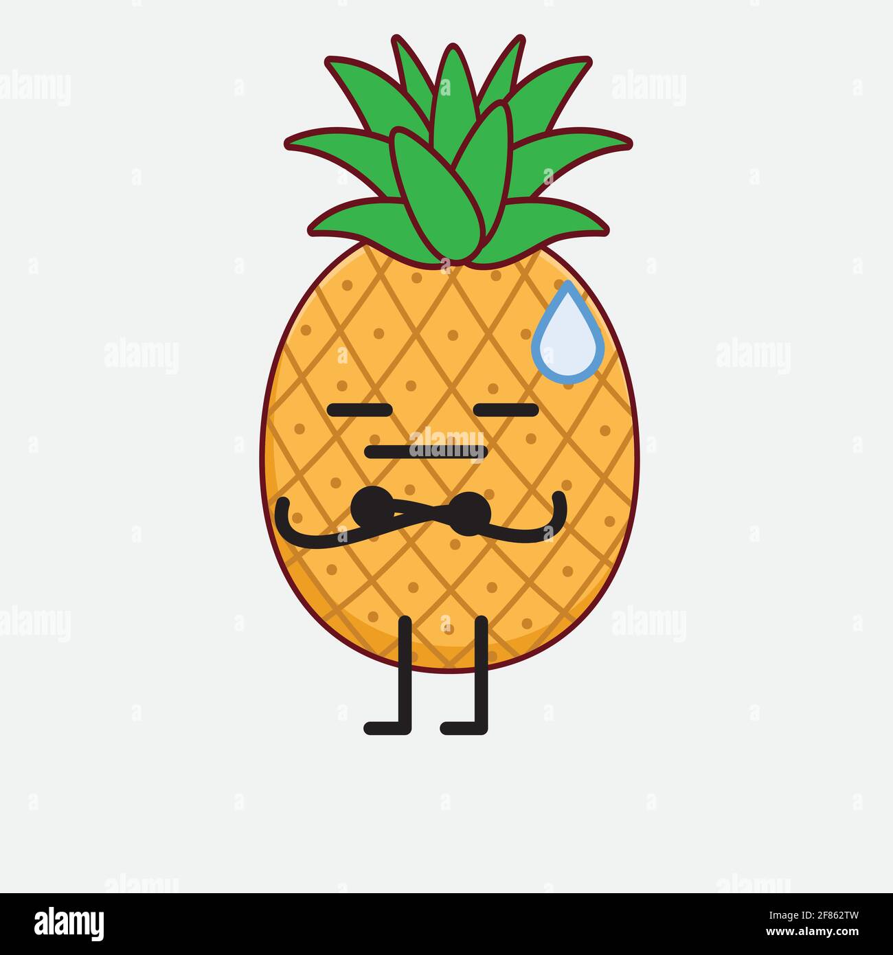 Vector Illustration of Pineapple Fruit Character with cute face, simple ...