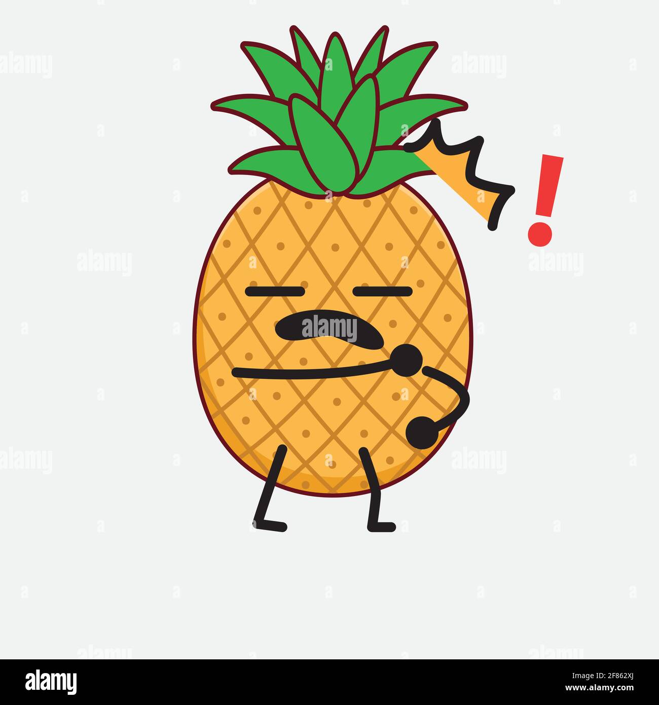 Vector Illustration of Pineapple Fruit Character with cute face, simple ...