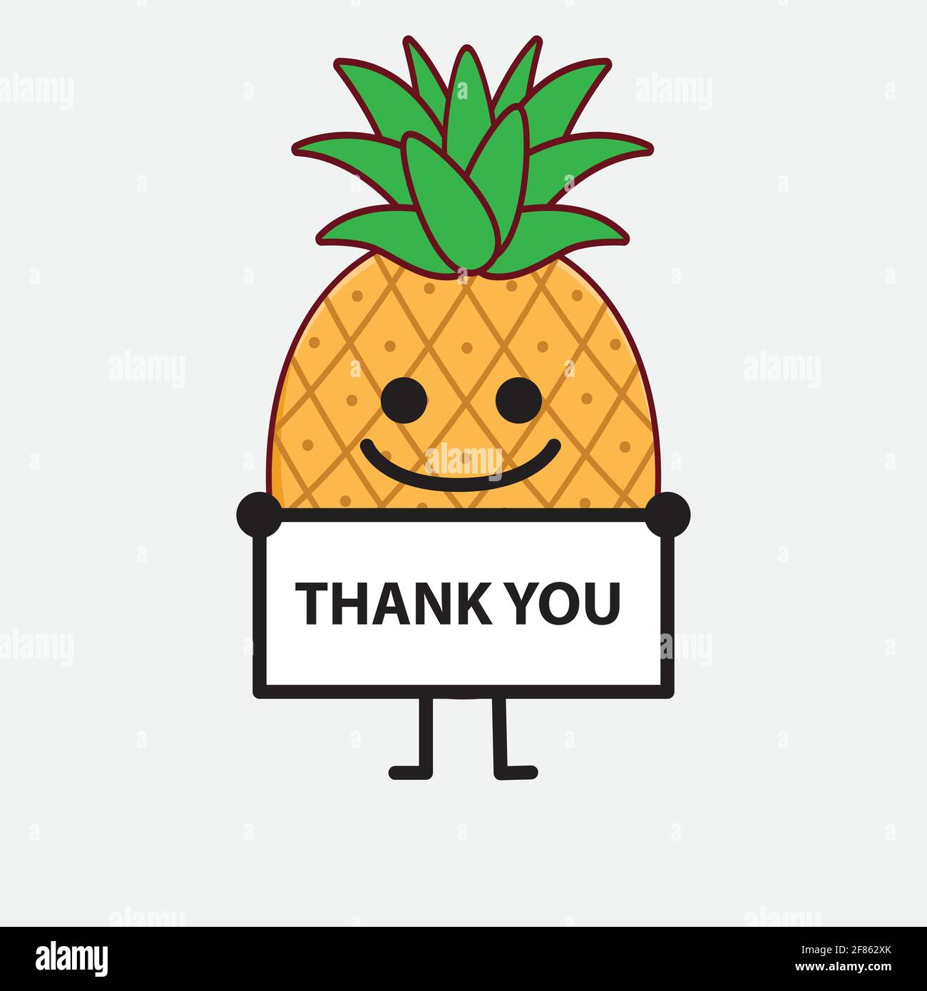Vector Illustration of Pineapple Fruit Character with cute face, simple ...
