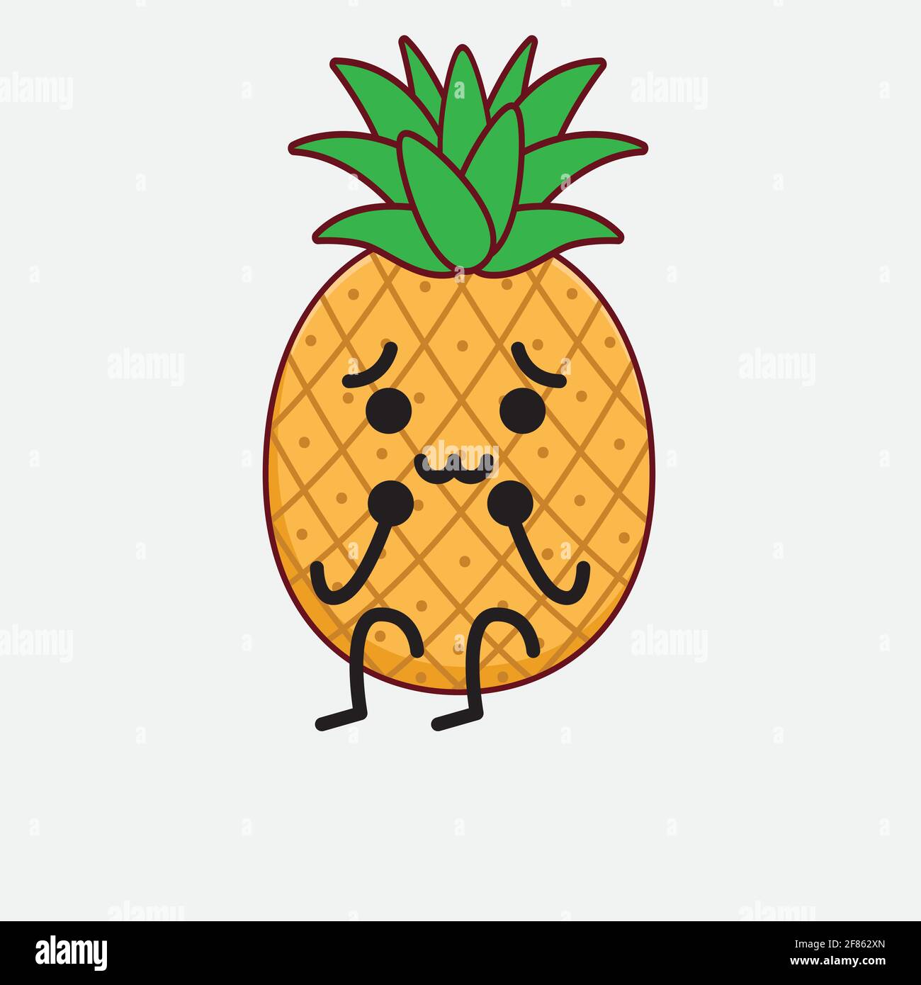 Vector Illustration of Pineapple Fruit Character with cute face, simple ...