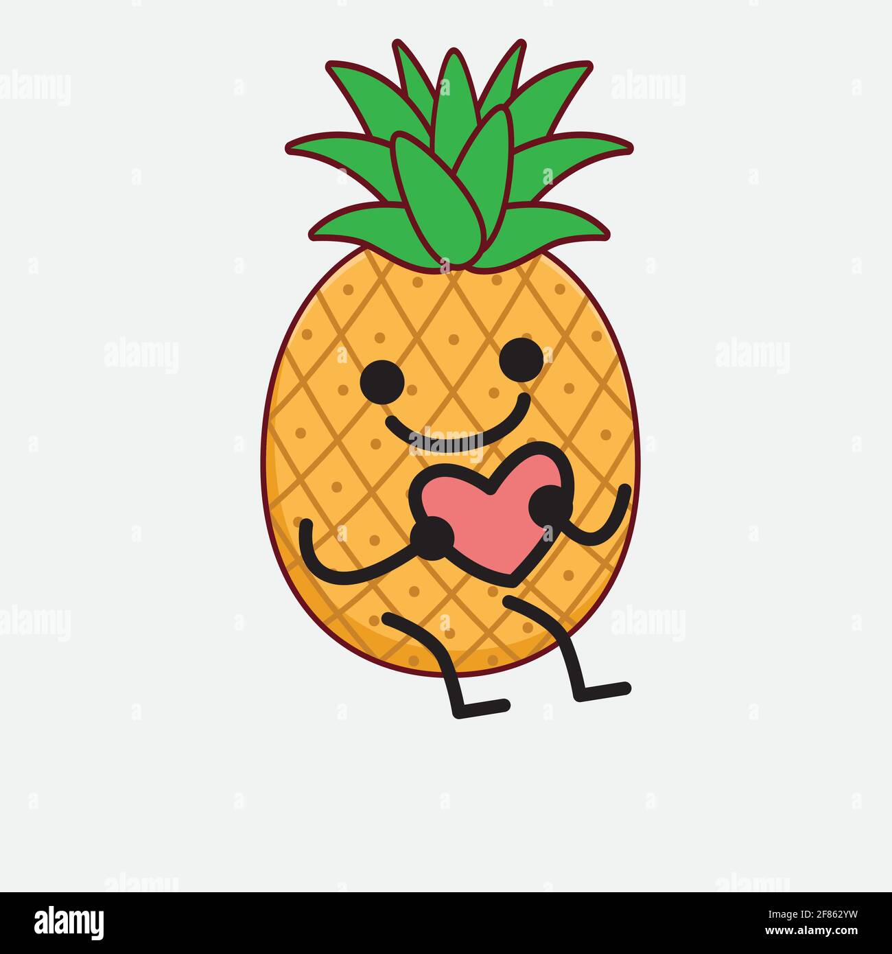 Vector Illustration of Pineapple Fruit Character with cute face, simple ...